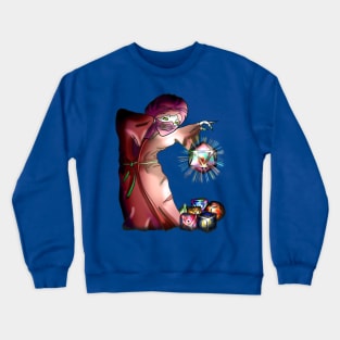 Masked sorcerer with glowing d20 dnd dice Crewneck Sweatshirt